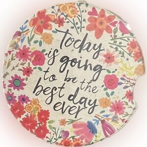 💥New Coaster Car Floral Inspirational Quote Assessory Absorbent Stone